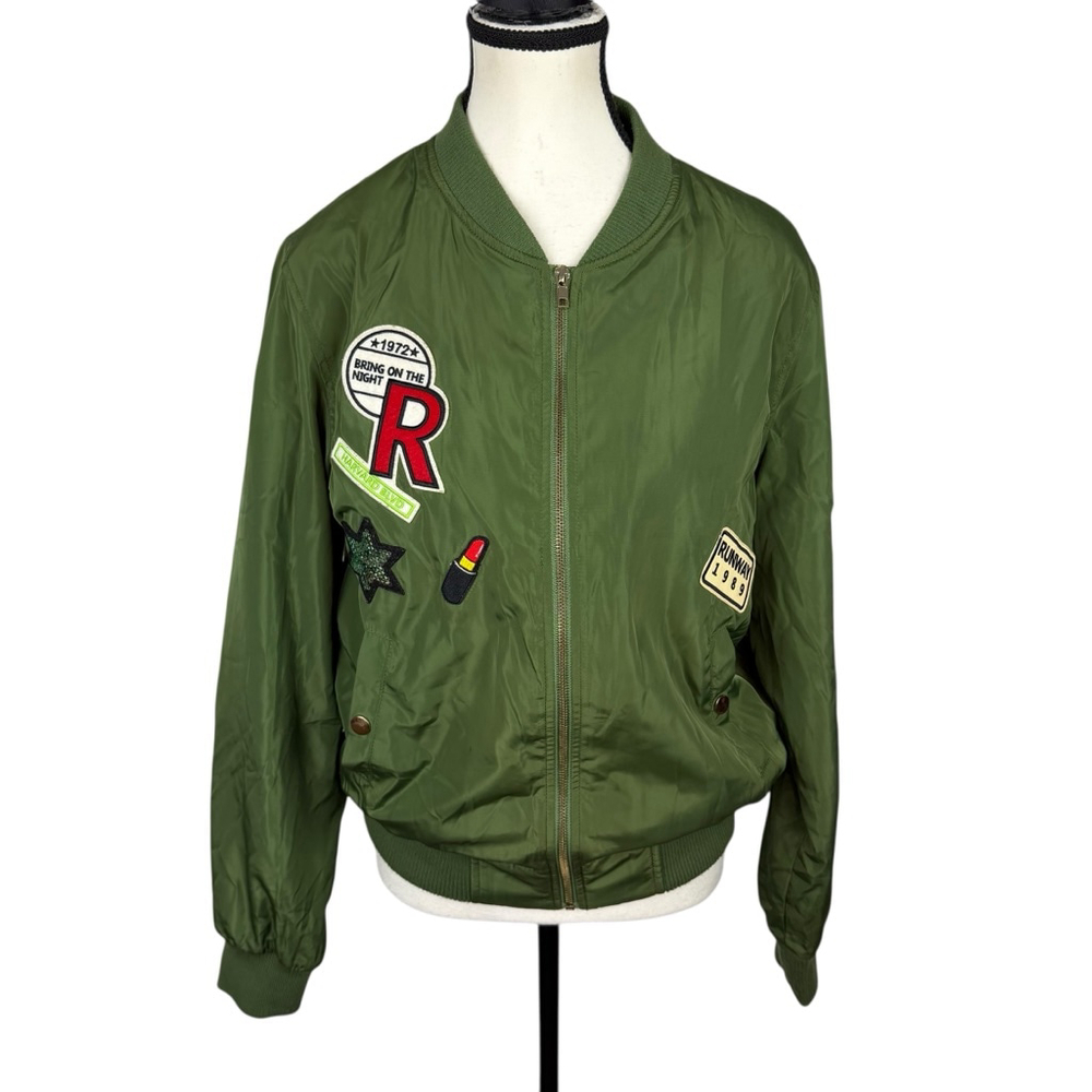 Chocolate USA Patch Bomber Jacket Olive Green Var… - image 2